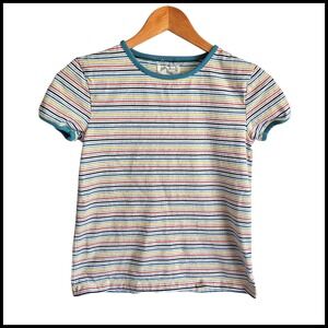 Johnnie B Striped Tee Colorful Ringer Trim Short Sleeve Top Kids Size 11 12 Year